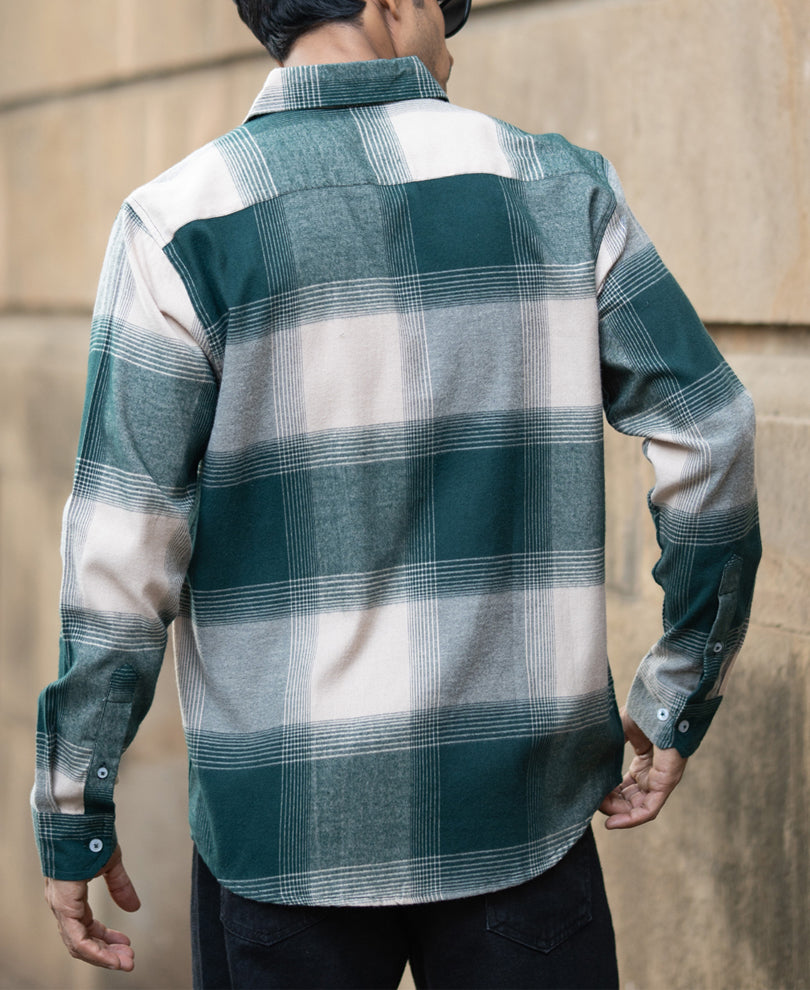 Green Lightweight Flannel Check Shirt