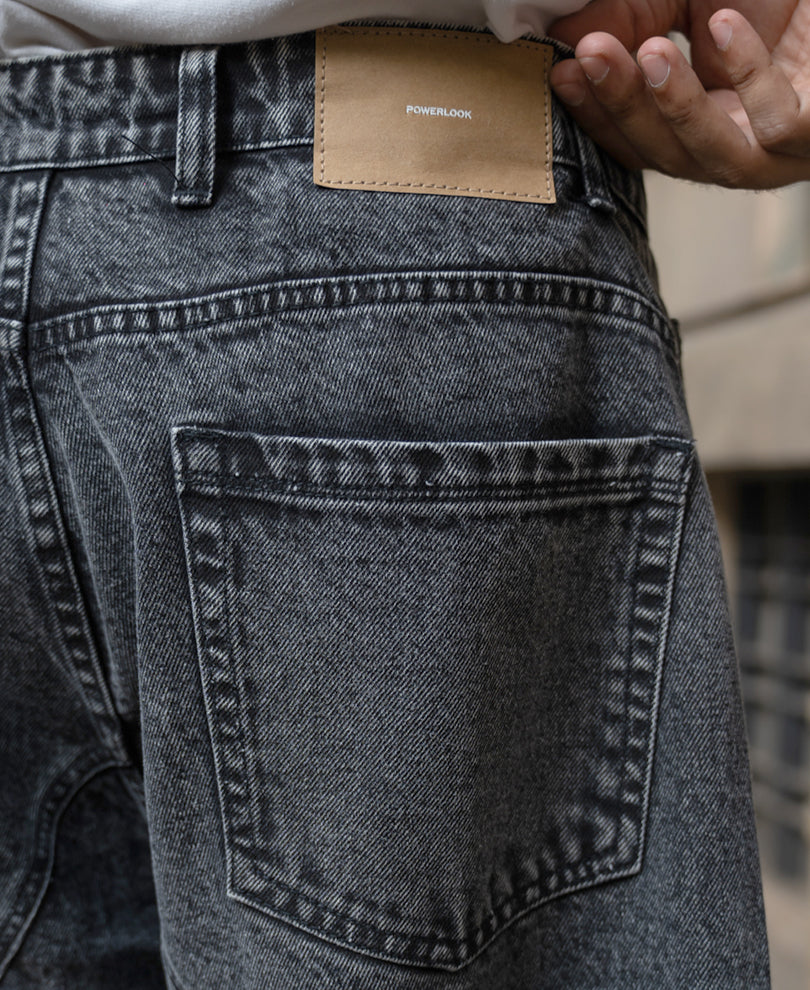 Charcoal Panelled Barrel Fit Jeans