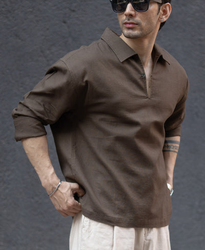Brown Lightweight Structured Kurta Shirt