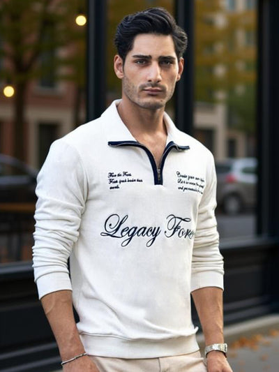 Off-White Contrast Embroidery Sweatshirt