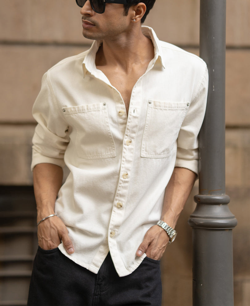 Off-White Structured Shirt With Pockets.