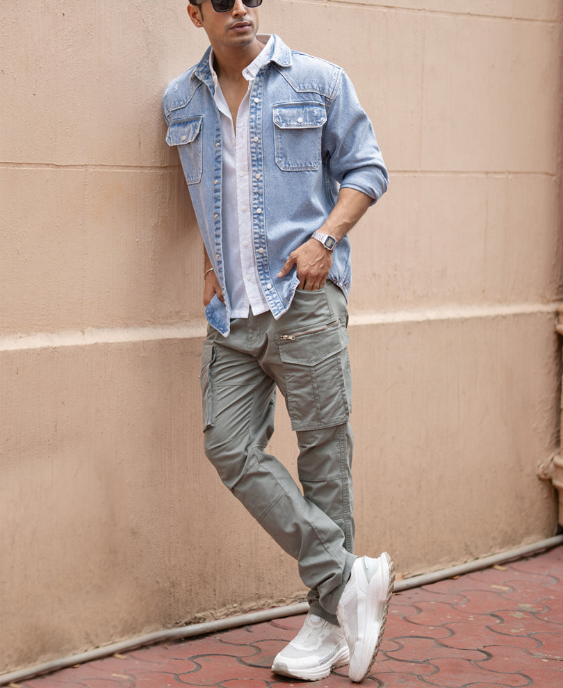 Blue Denim Regular Fit Full Sleeves Shirt