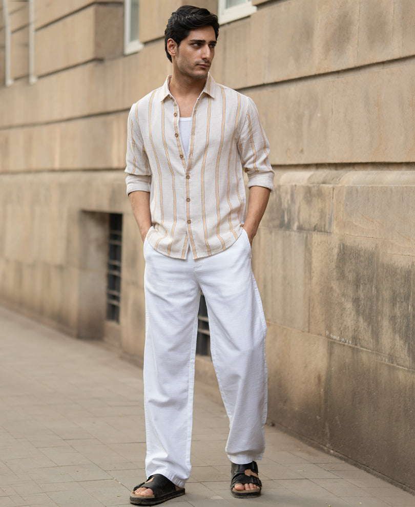 Natural Broad Striped Shirt.
