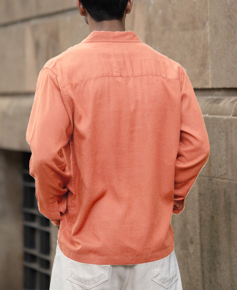 Peach Linen Double Pocket Shirt