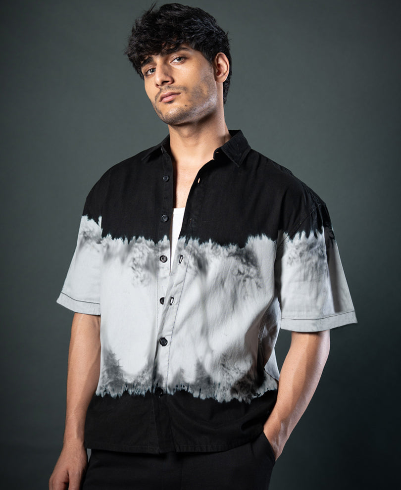 Black Tie-Dye Boxy Shirt