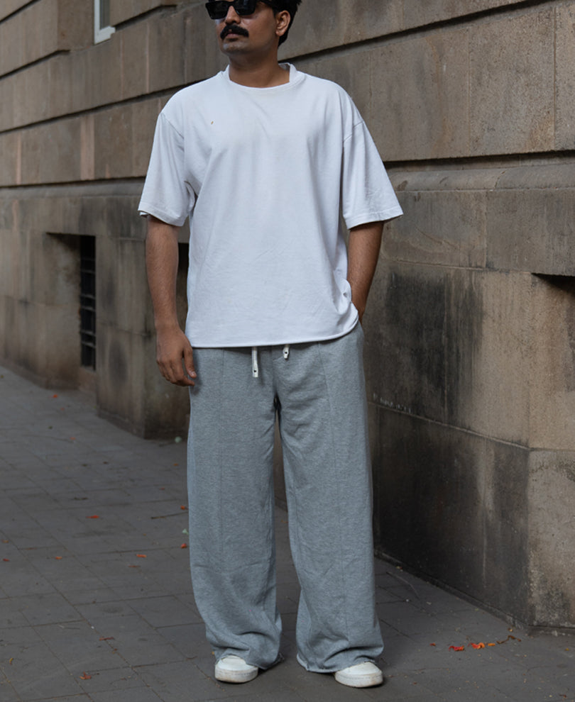 Grey Melange Baggy Trackpants