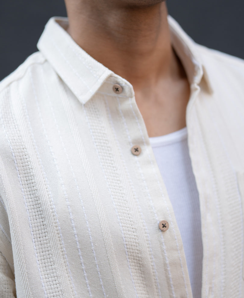 Off White Structure Stripe Shirt