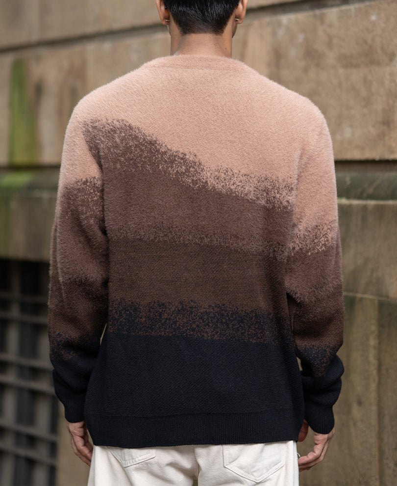 Brown Ombre Jacquard Sweater