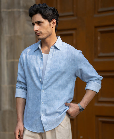 Light Grey Cotton Slub Shirt
