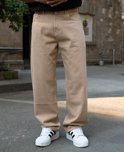 Beige Baggy Fit Jeans.