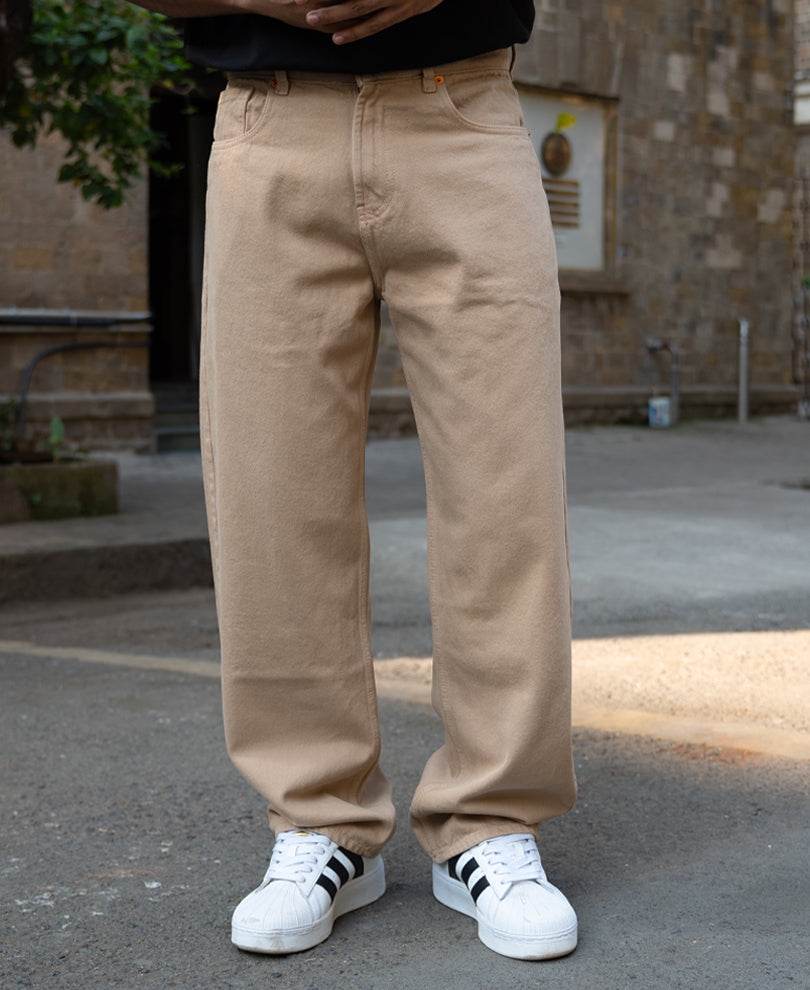 Beige Baggy Fit Jeans.