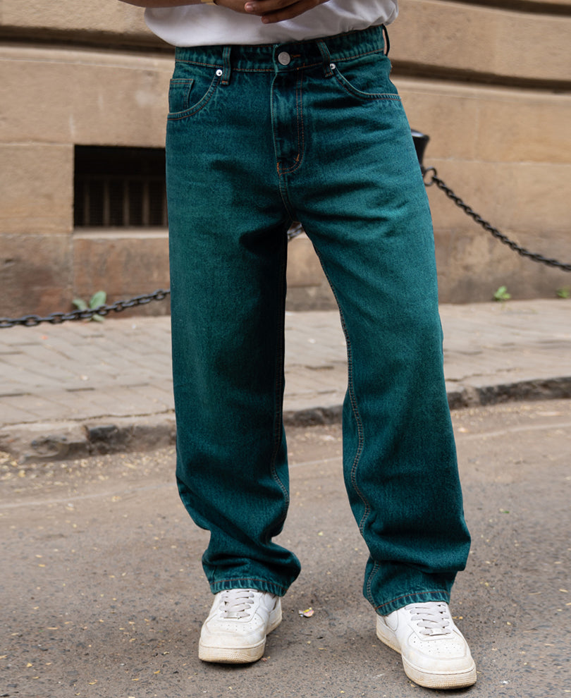 Blue Tinted Baggy Fit Jeans.