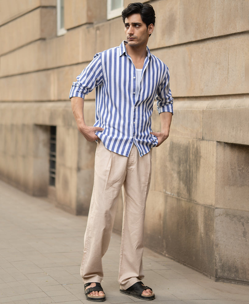 Blue Nautical Stripe Shirt.