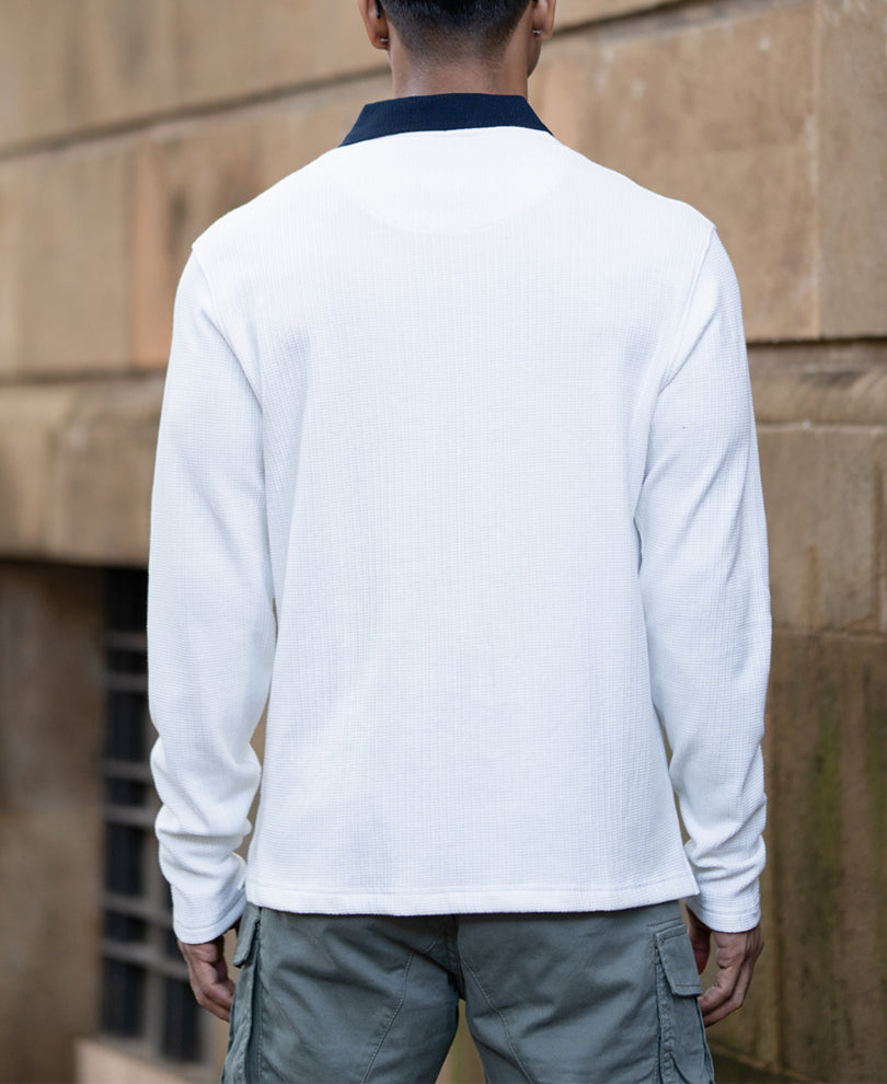 White Structured Printed T-Shirt