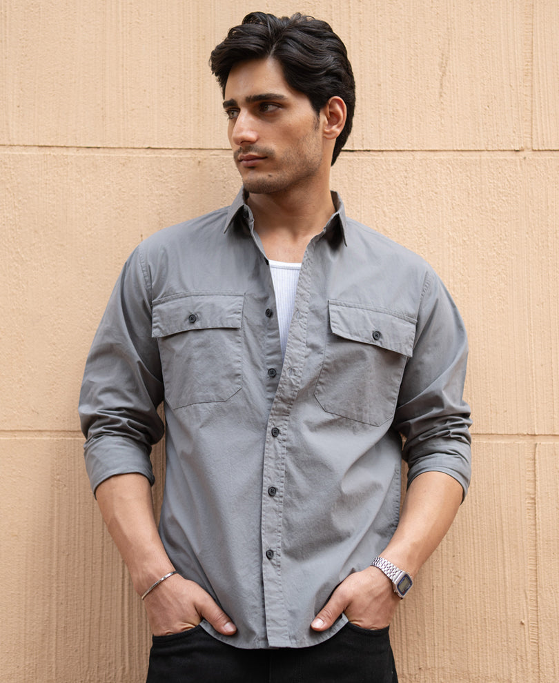 Grey Double Pocket Lightweight Shirt.