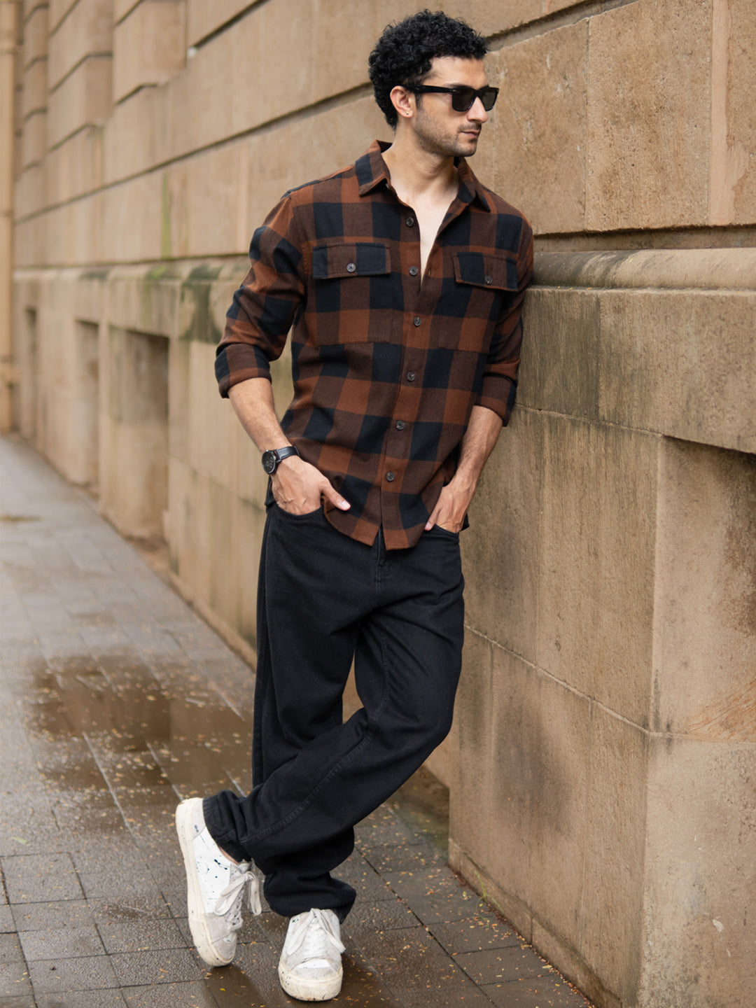 Brown And Black Checks Shirt