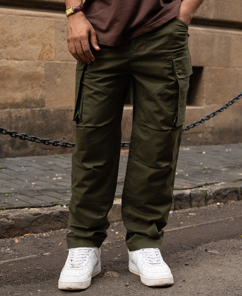 Olive Cotton Cargo Trouser