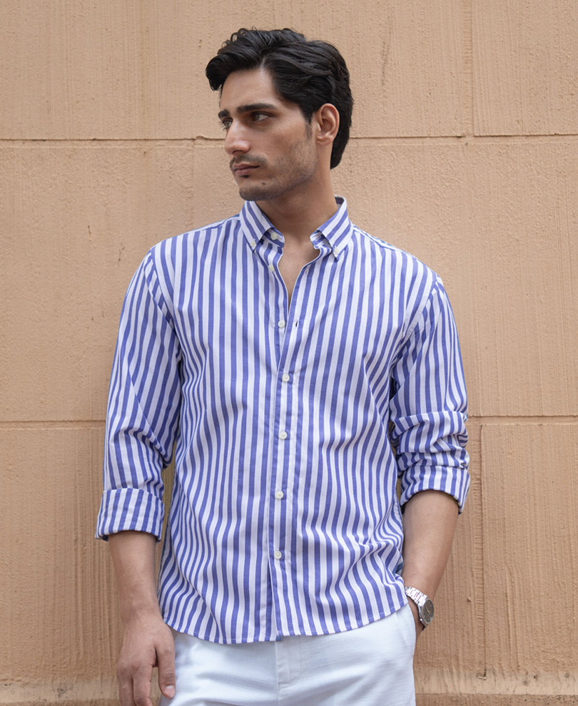 Blue Lightweight Stripe Shirt.