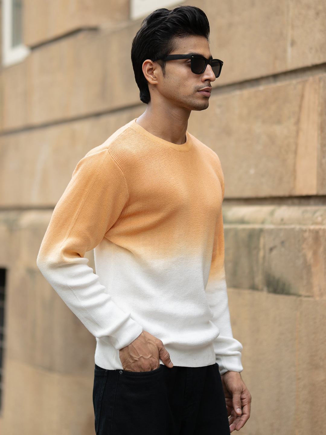 Apricot Orange Ombrãƒâ© Knit T-Shirt