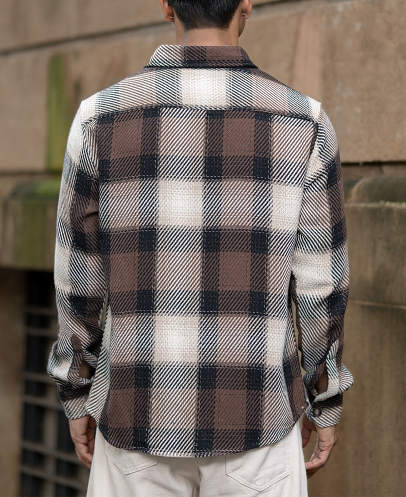 Brown Twill Check Shirt