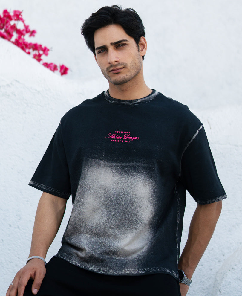 Black Sprayed Graphic T-Shirt.