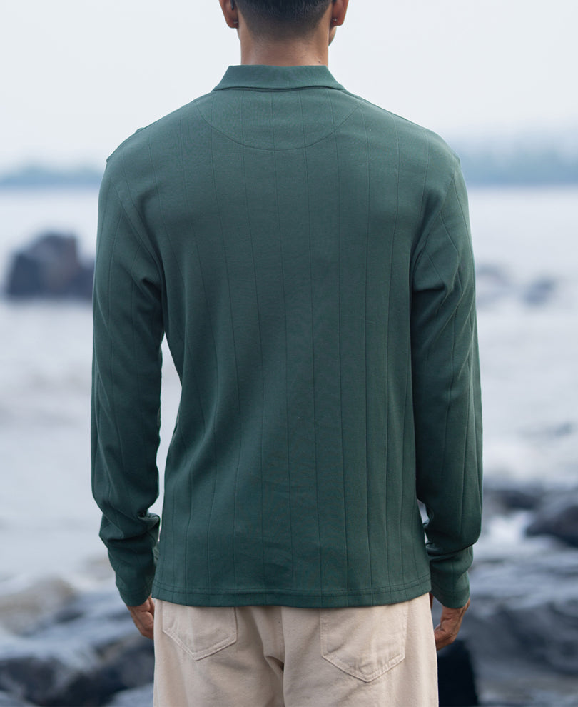 Green Regular Fit Full Sleeves T-Shirt