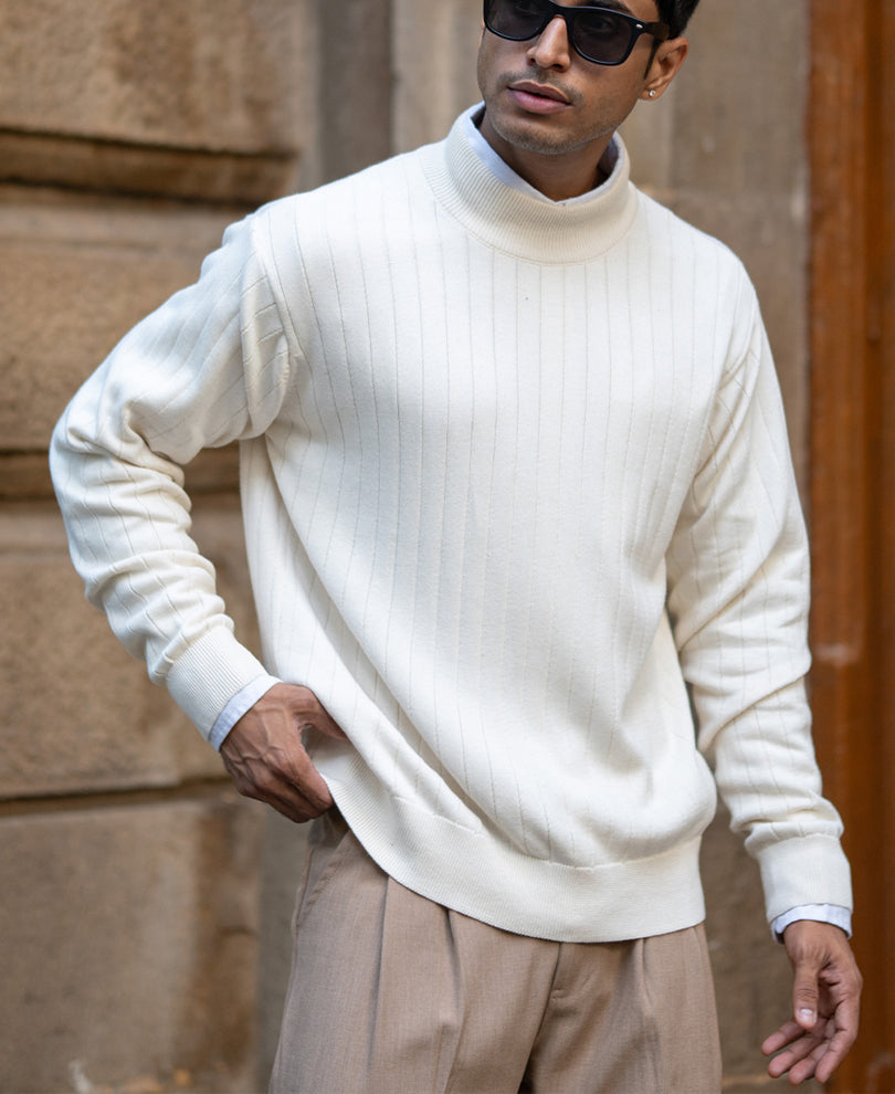 Off-White Structure Stripe High Neck Sweater