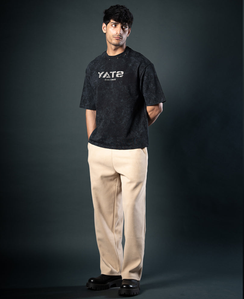 Black Washed Stud Detail T-Shirt.
