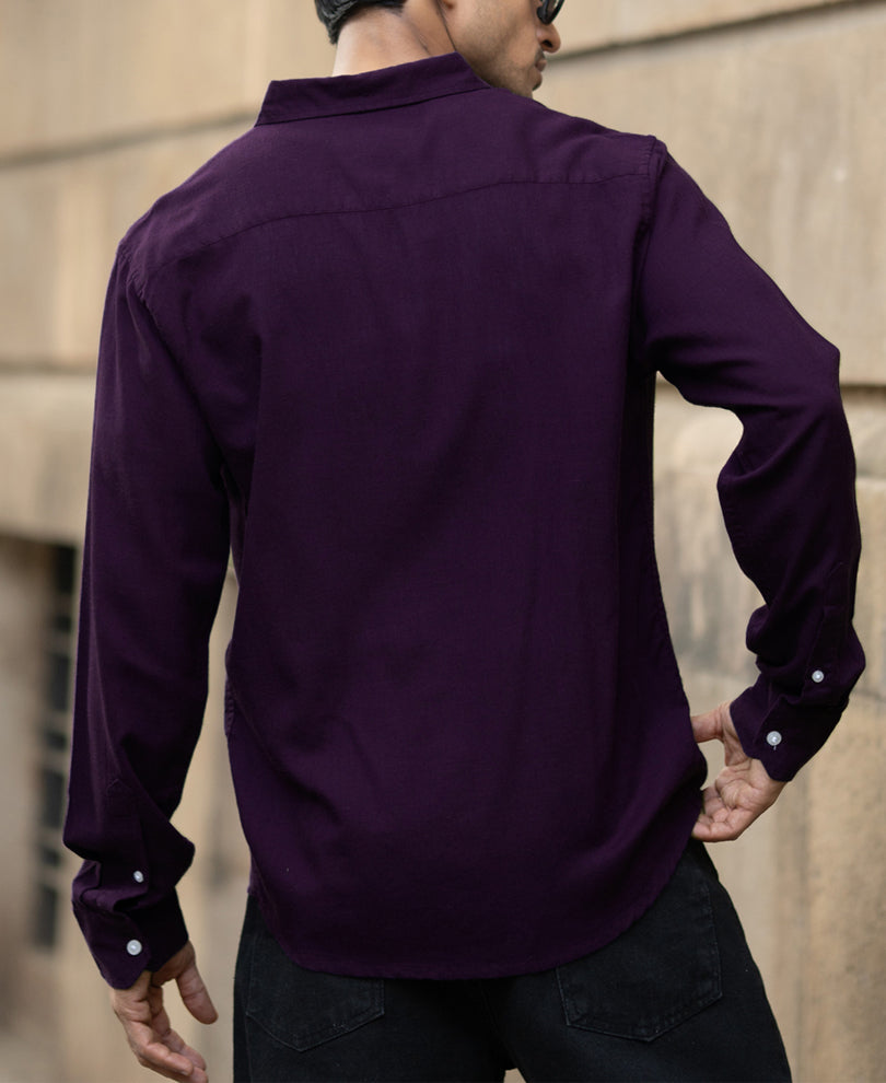 Dark Purple Linen Blend Shirt