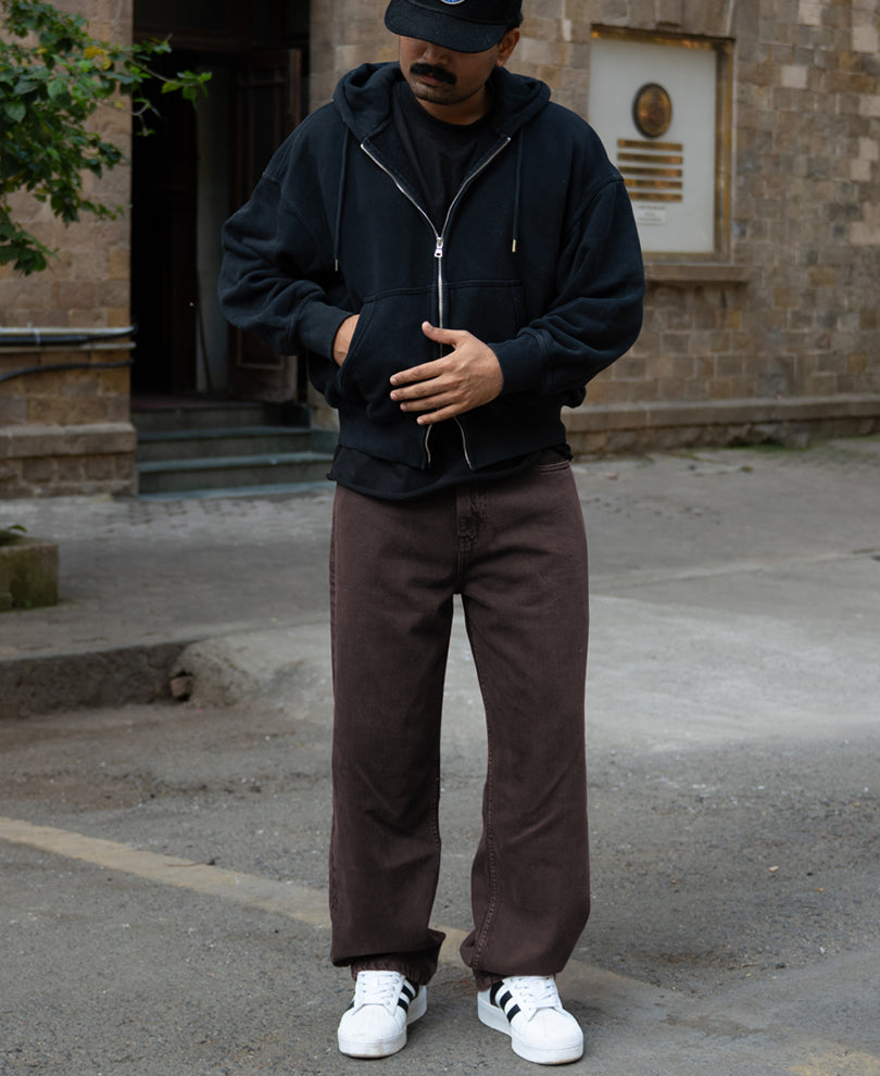 Charcoal Washed Baggy Jeans.