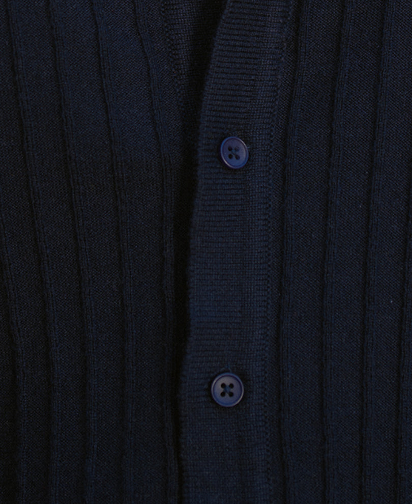 Navy Rib Knit Shirt.