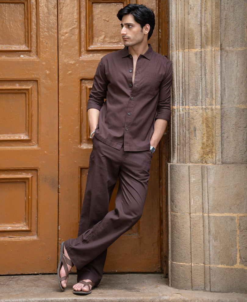 Brown Structured Lightweight Co-ord Set.