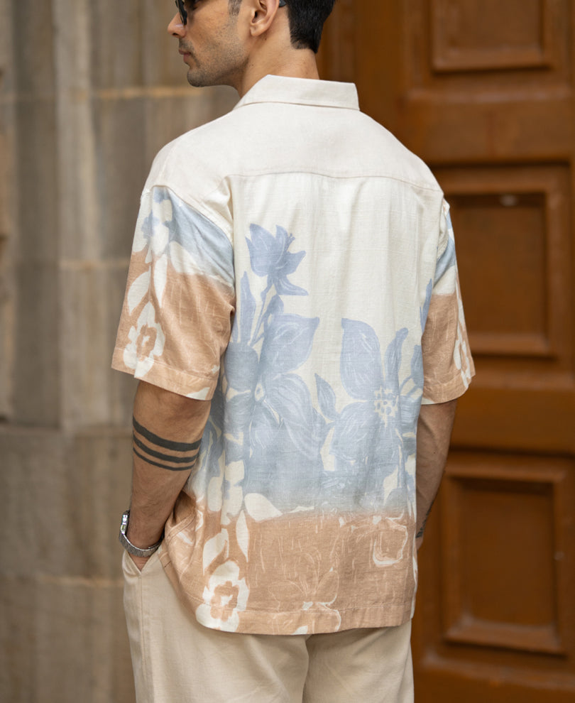Cream Floral Print Shirt.
