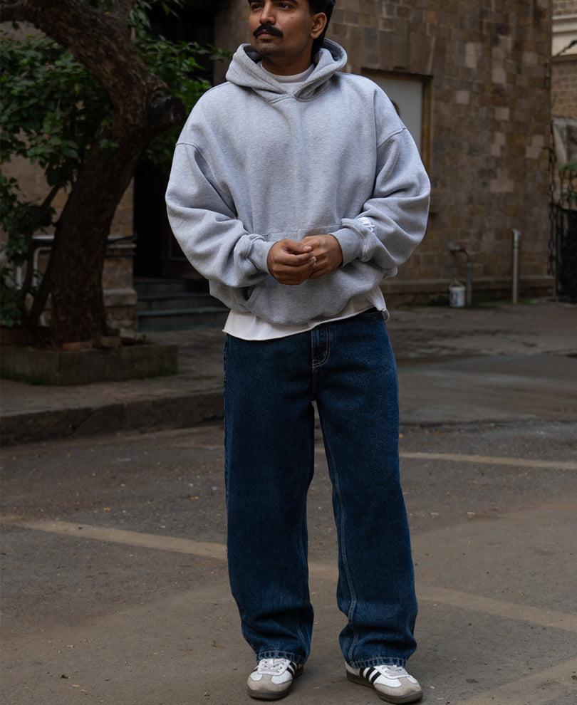 Dark Blue Washed Baggy Jeans