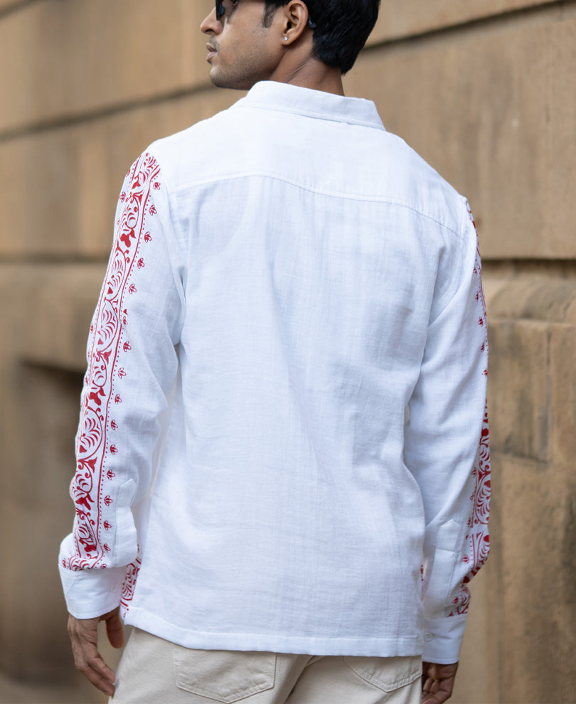 White Kalakar Print Shirt.