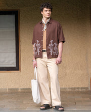 Brown Linen Blend Embroidery Shirt