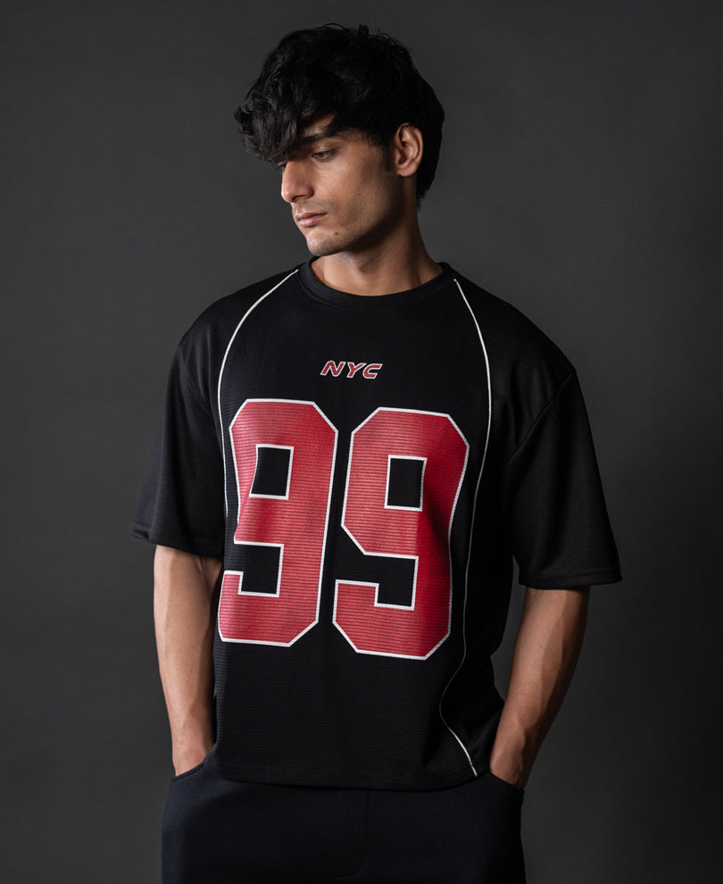 Black Graphic Varsity T-Shirt.