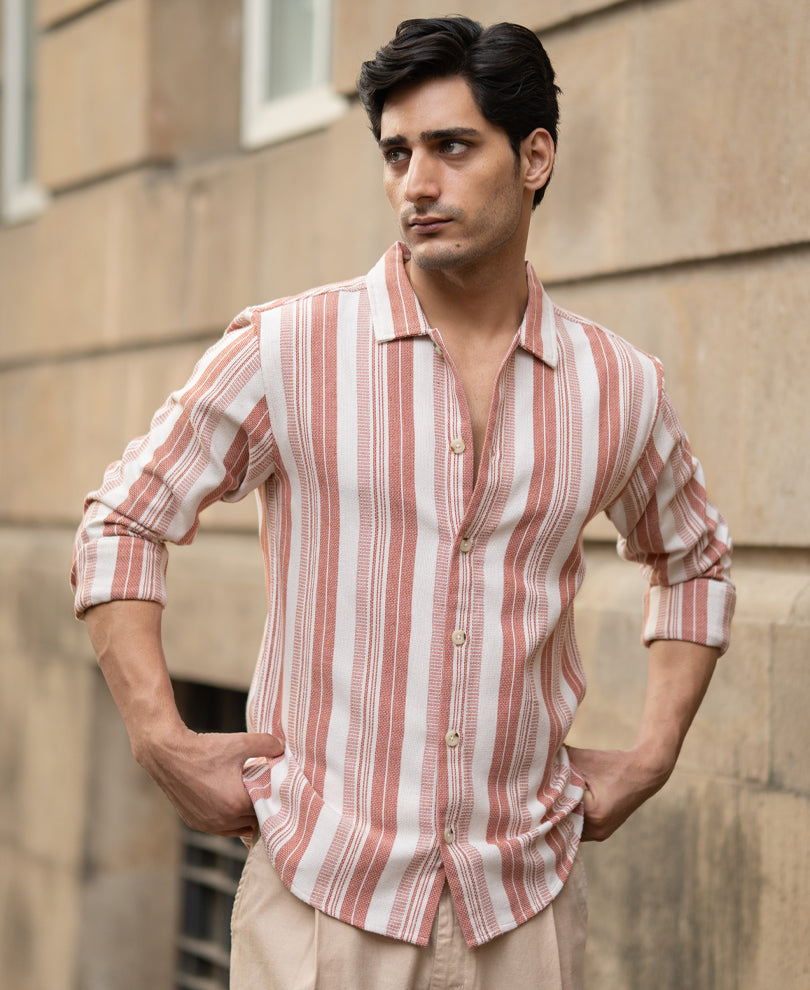 Rust Structure Stripe Shirt