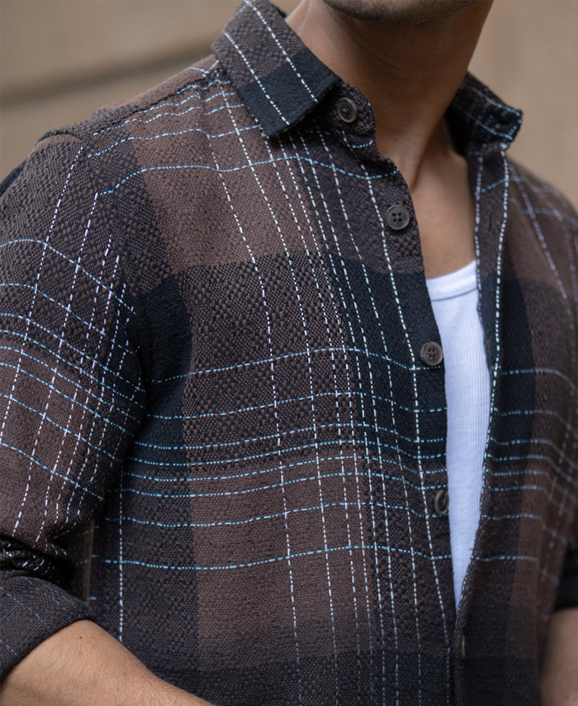 Brown Ombre Checks Shirt