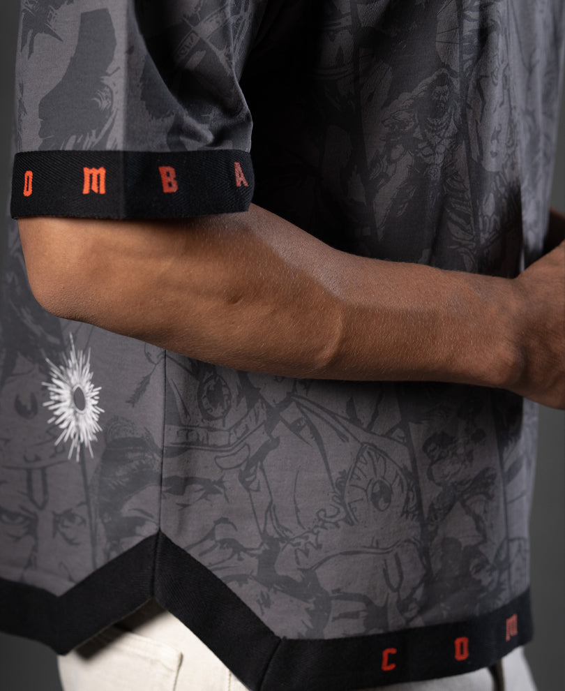 Grey Mahabharata Print T-Shirt.
