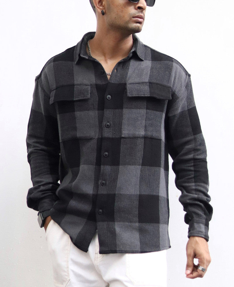 subculture WOOL CHECK SHIRT / BLACK×GRAY WOOL CHECK SHIRT / BLACK×GRAY – SC WEB STORE