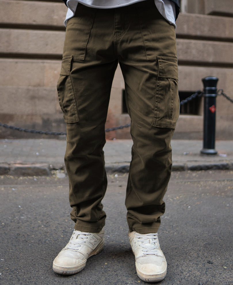 Olive Regular Fit Cotton Cargo Pant