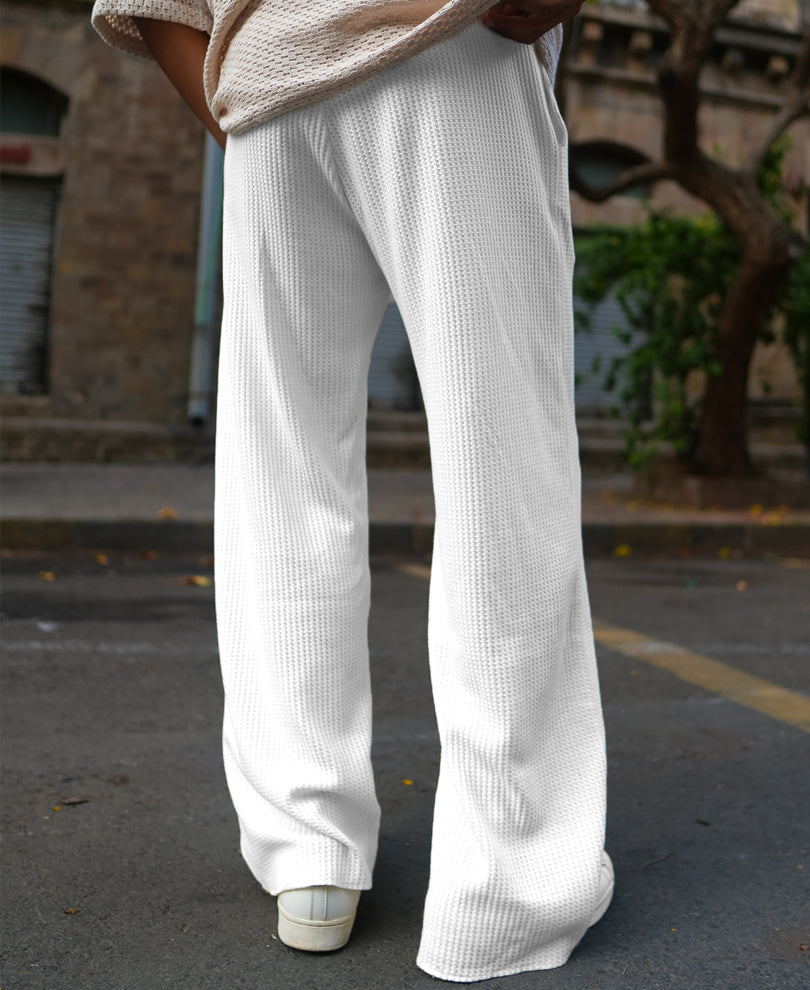 Cream Waffle Baggy Fit Trackâ Pant
