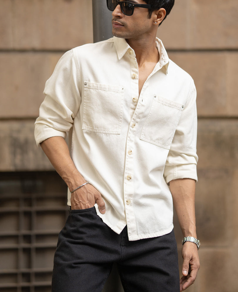 Off-White Structured Shirt With Pockets.