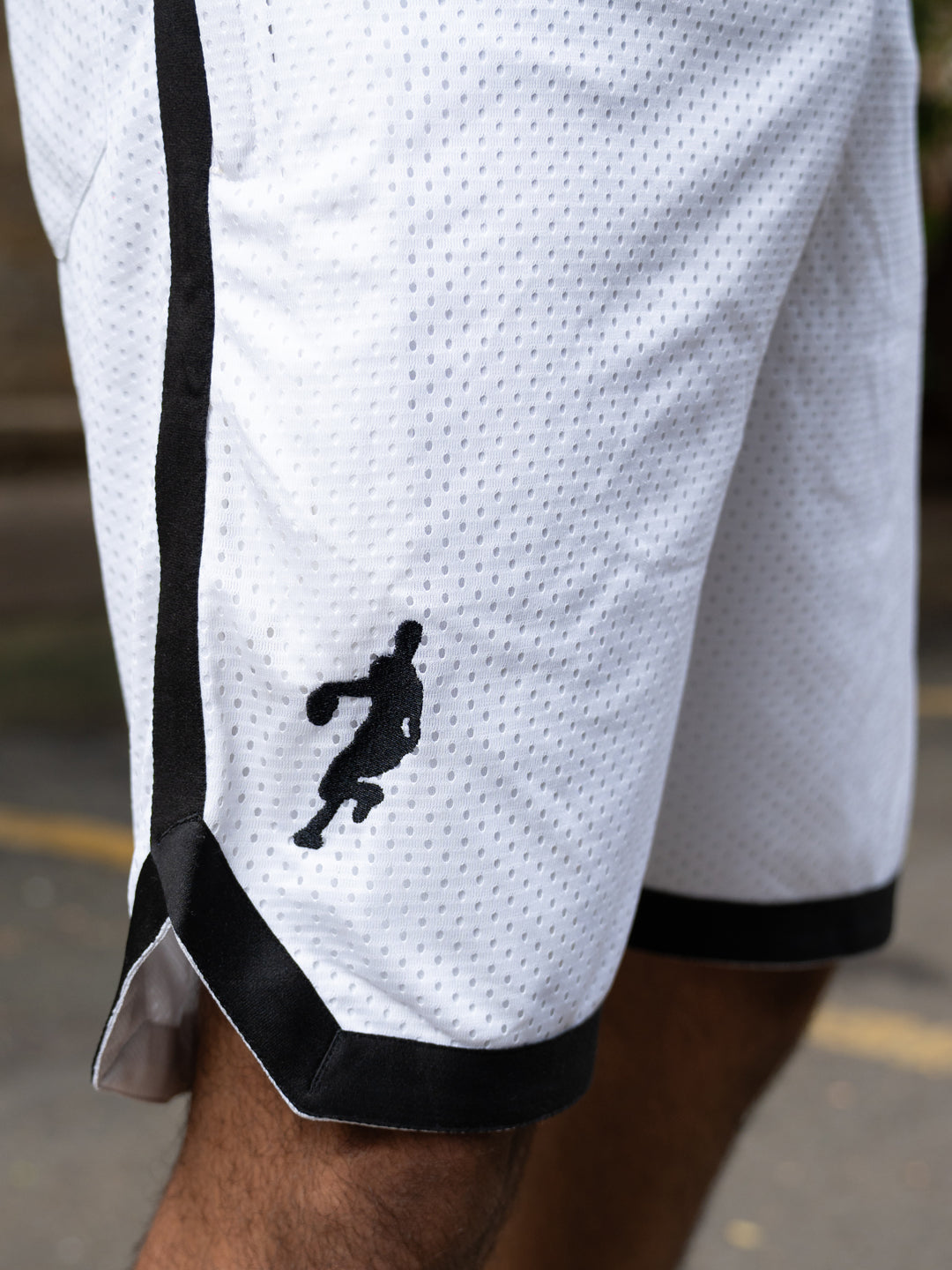 White Mesh Basketball Short