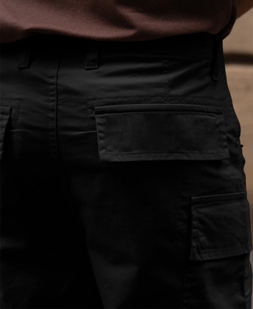 Black Cotton Cargo Trouser