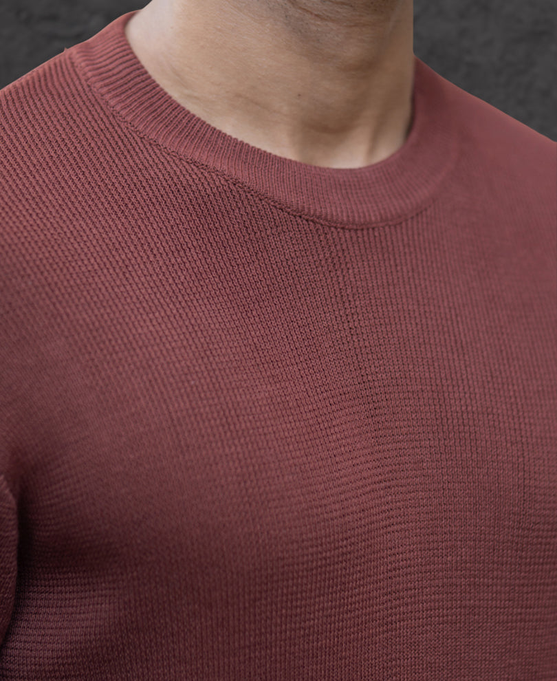 Rust Ombre Knit T-Shirt.