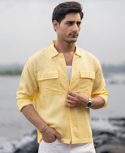 Yellow Linen Double Pocket Shirt