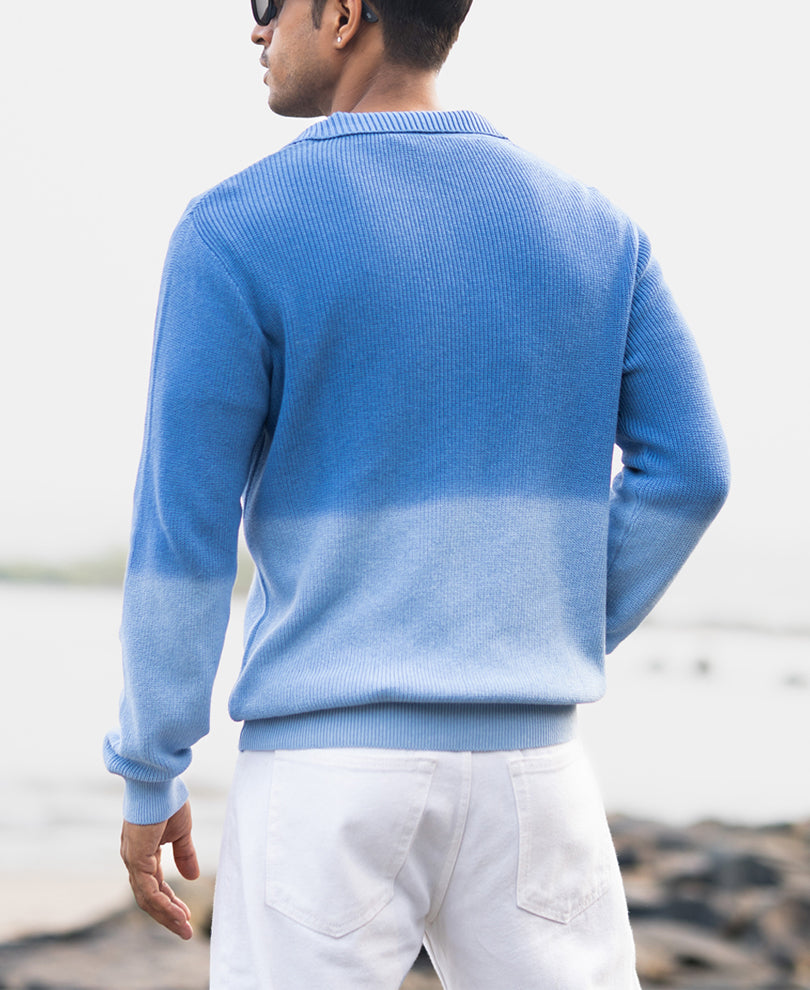 Blue Ombre Cotton Sweatshirt