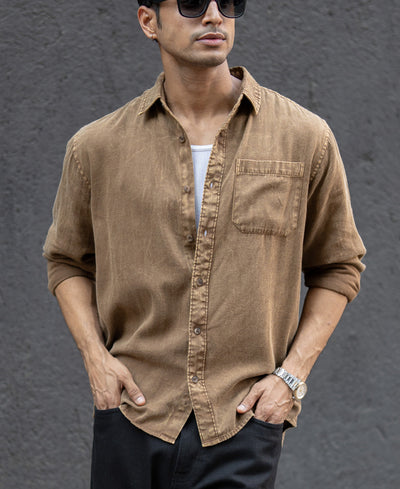 Brown Overdyed Lightweight Shirt